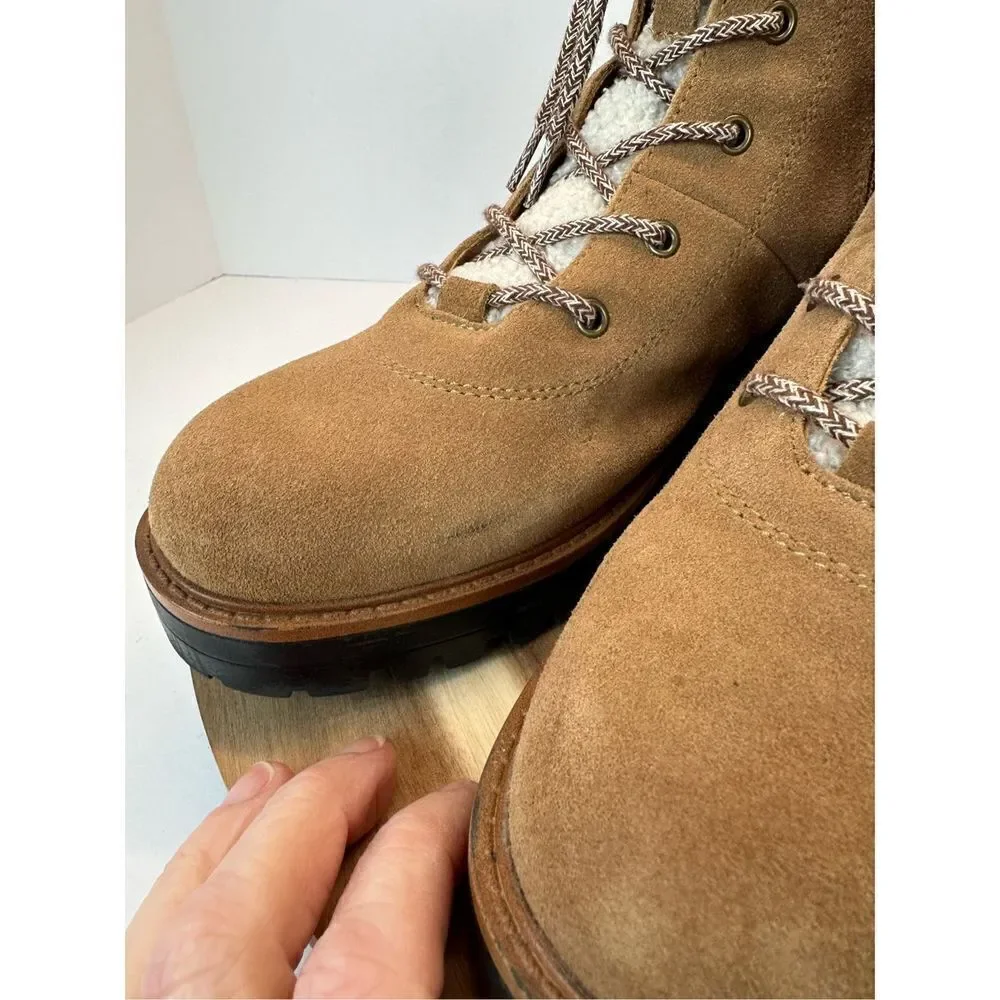 MARC FISHER size 10 IZMA Shearling Hiker Boots Booties Shoes